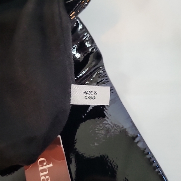 CHARLES DAVID Patent Leather Envelope Clutch Handbag Purse Black Foldover NWT - Picture 13 of 16